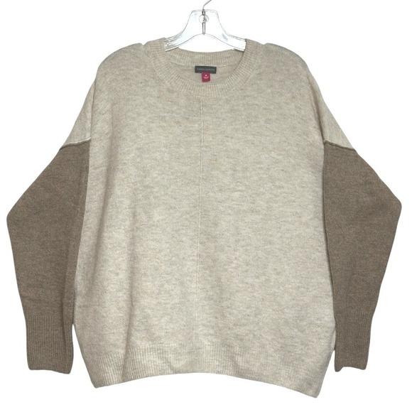 Vince Camuto Sweaters - Vince Camuto Sweater Womens Oatmeal Colorblock‎ Oversized Crewneck Knit M